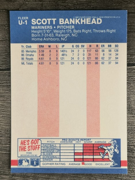 1987 Fleer Update #U1 Scott Bankhead