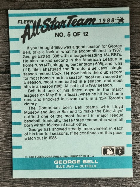 1988 Fleer All-Stars #5 George Bell