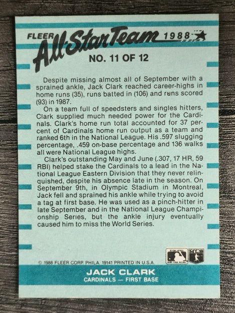 1988 Fleer All-Stars #11 Jack Clark