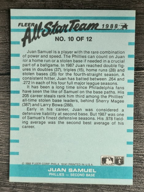 1988 Fleer All-Stars #10 Juan Samuel