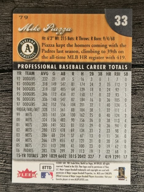 2007 Fleer Mini Die Cuts #79 Mike Piazza