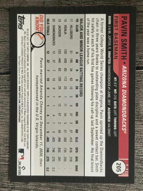 2021 Topps Big League #205 Pavin Smith RC