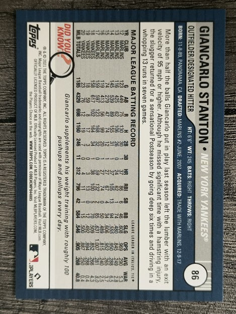 2021 Topps Big League #86 Giancarlo Stanton