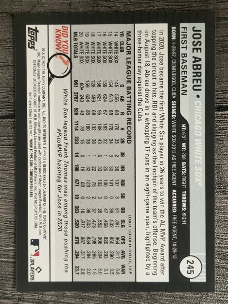 2021 Topps Big League #245 Jose Abreu