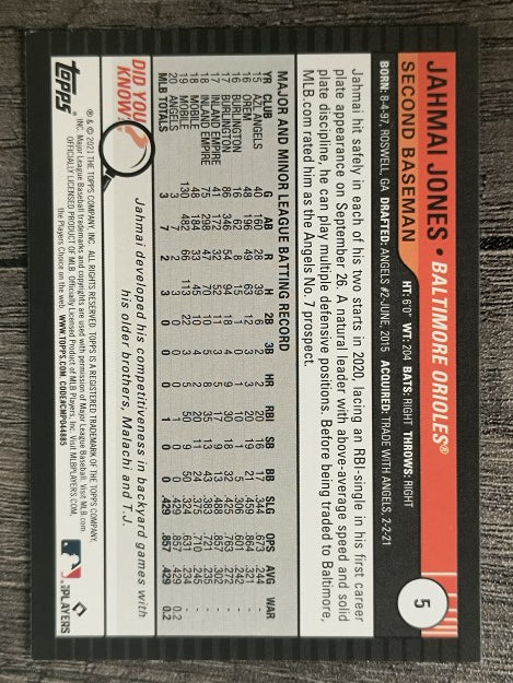 2021 Topps Big League #5 Jahmai Jones RC