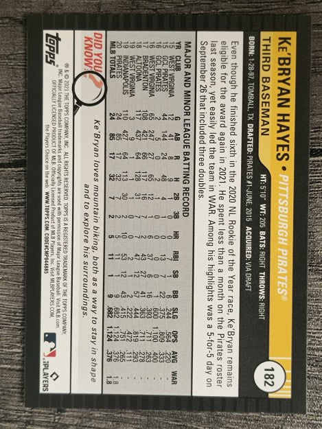 2021 Topps Big League #182 Ke'Bryan Hayes RC