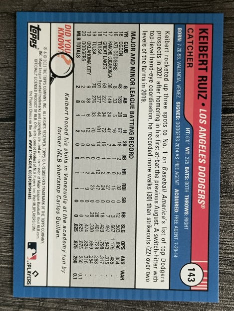 2021 Topps Big League #143 Keibert Ruiz RC