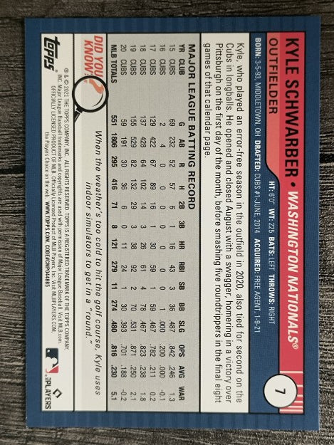 2021 Topps Big League #7 Kyle Schwarber