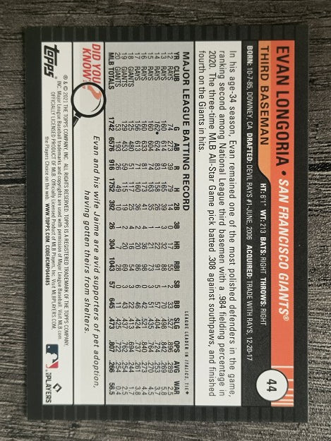 2021 Topps Big League #44 Evan Longoria