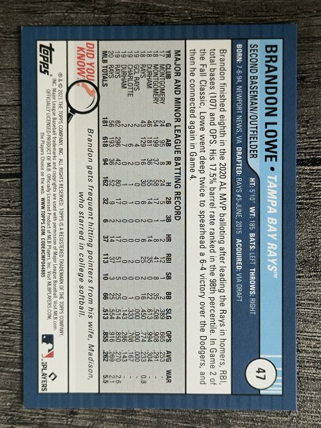 2021 Topps Big League #47 Brandon Lowe