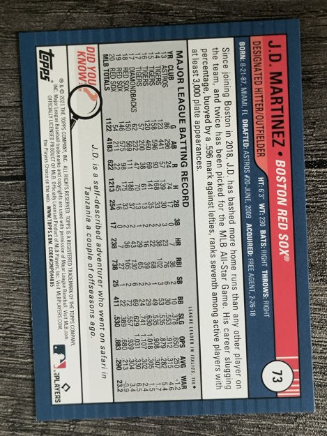 2021 Topps Big League #73 J.D. Martinez