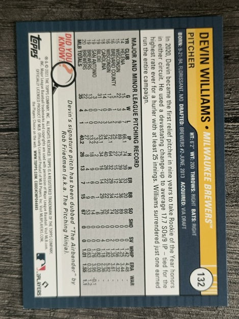 2021 Topps Big League #132 Devin Williams