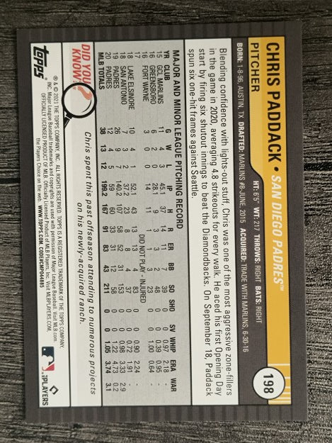 2021 Topps Big League #198 Chris Paddack