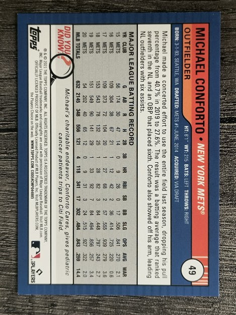 2021 Topps Big League #49 Michael Conforto