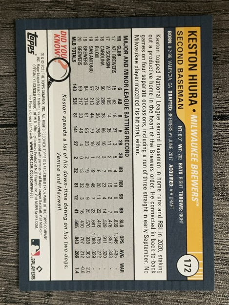 2021 Topps Big League #172 Keston Hiura