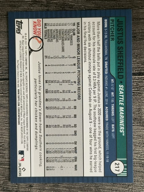 2021 Topps Big League #217 Justus Sheffield