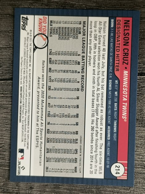 2021 Topps Big League #214 Nelson Cruz