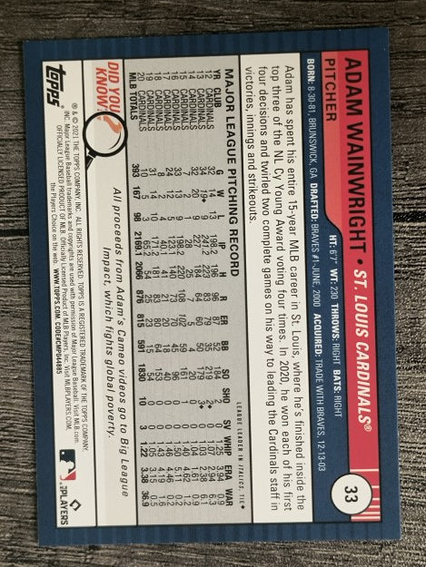 2021 Topps Big League #33 Adam Wainwright