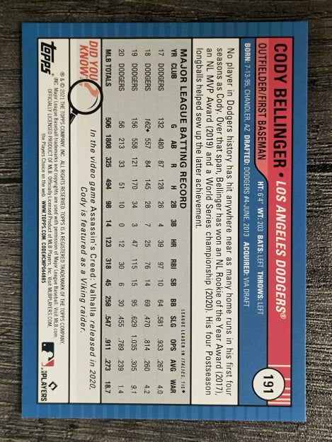 2021 Topps Big League #191 Cody Bellinger