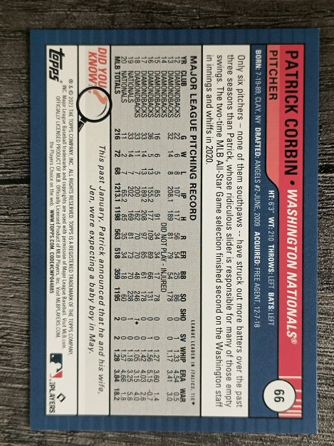 2021 Topps Big League #66 Patrick Corbin