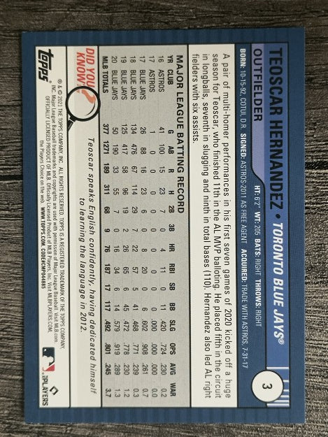 2021 Topps Big League #3 Teoscar Hernandez