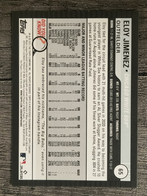 2021 Topps Big League #65 Eloy Jimenez