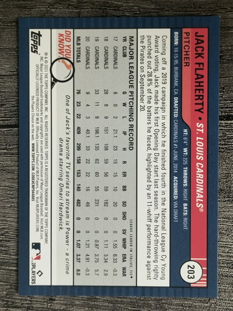 2021 Topps Big League #203 Jack Flaherty