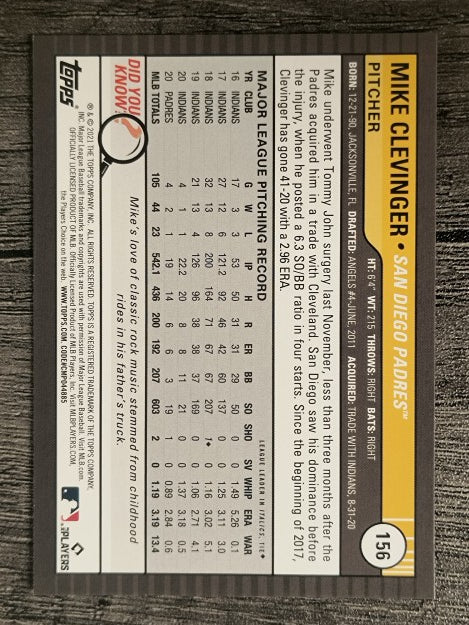 2021 Topps Big League #156 Mike Clevinger