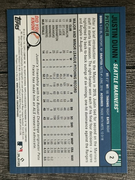 2021 Topps Big League #2 Justin Dunn
