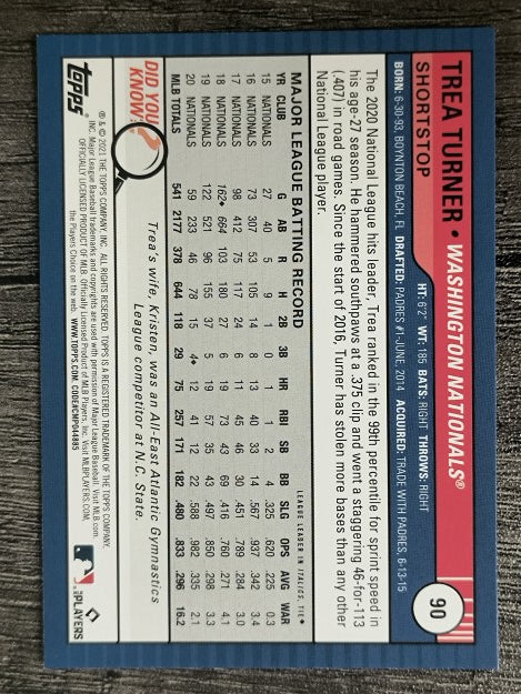 2021 Topps Big League #90 Trea Turner