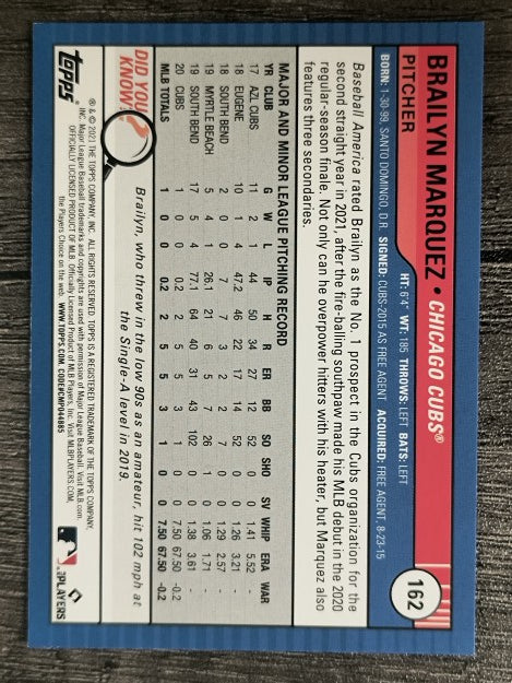 2021 Topps Big League #162 Brailyn Marquez RC