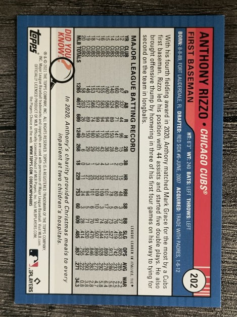 2021 Topps Big League #202 Anthony Rizzo