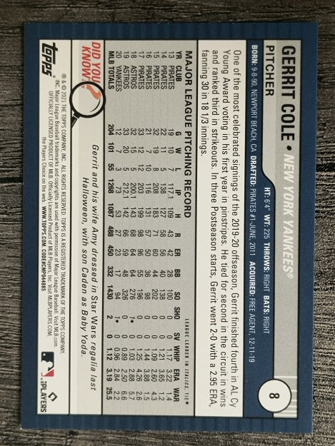 2021 Topps Big League #8 Gerrit Cole