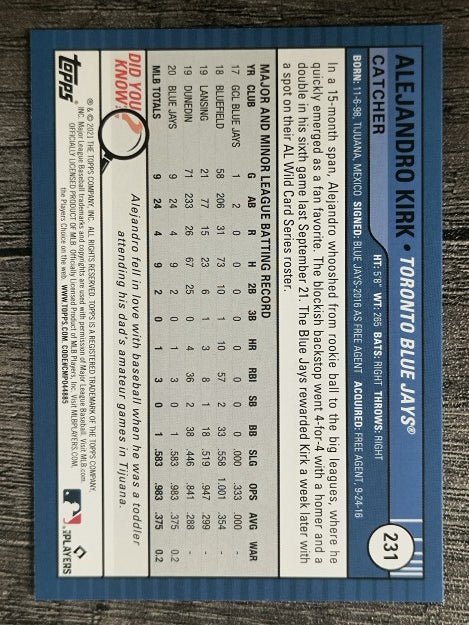 2021 Topps Big League #231 Alejandro Kirk RC