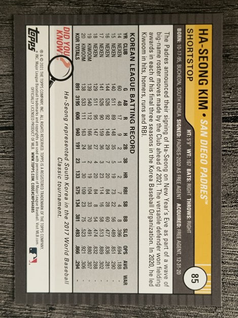 2021 Topps Big League #85 Ha-Seong Kim