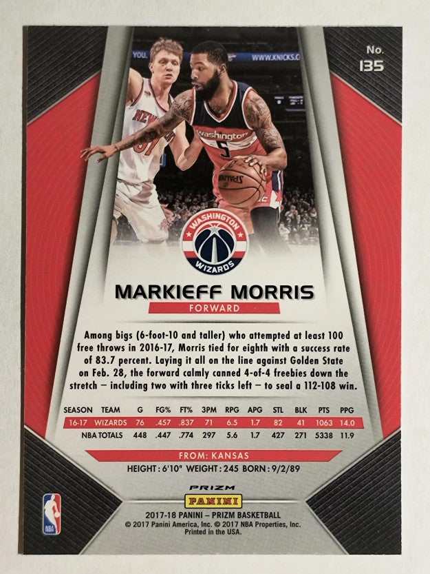 2017-18 Panini Prizm Prizms Red White and Blue #135 Markieff Morris