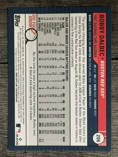 2021 Topps Big League #206 Bobby Dalbec RC