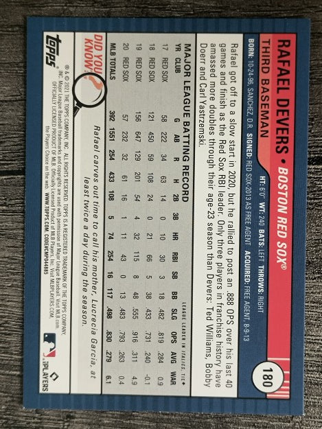 2021 Topps Big League #180 Rafael Devers