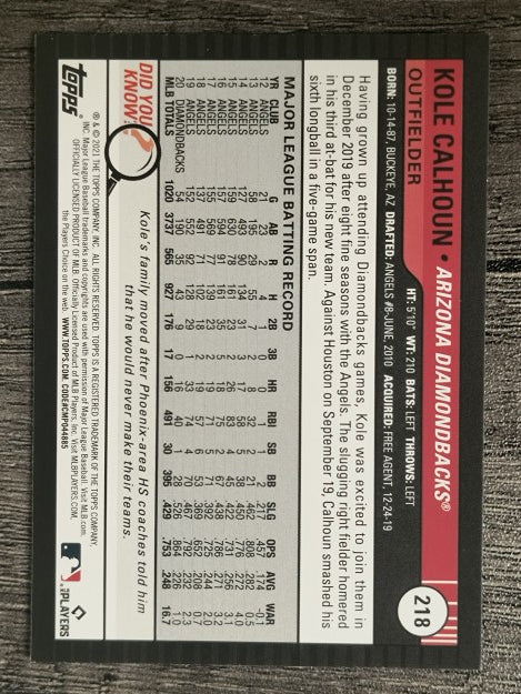 2021 Topps Big League #218 Kole Calhoun
