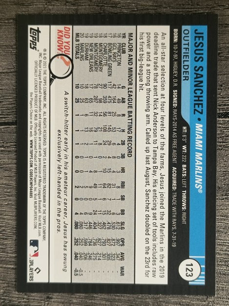 2021 Topps Big League Orange #123 Jesus Sanchez