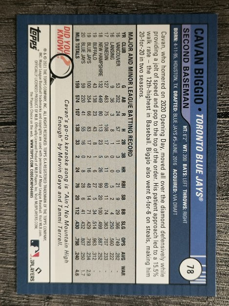 2021 Topps Big League Orange #78 Cavan Biggio