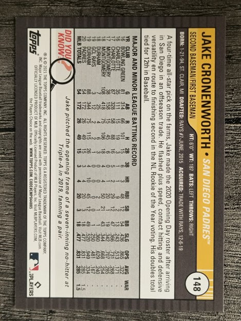 2021 Topps Big League Orange #148 Jake Cronenworth