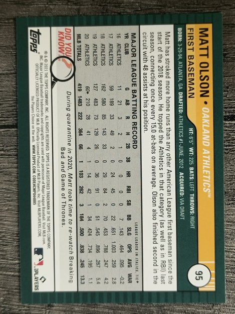 2021 Topps Big League Orange #95 Matt Olson