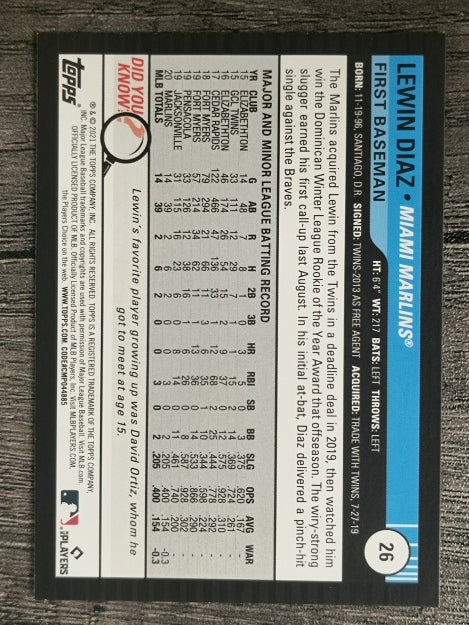 2021 Topps Big League Orange #26 Lewin Diaz