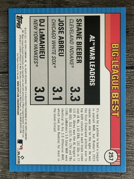 2021 Topps Big League Orange #257 Jose Abreu/DJ LeMahieu/Shane Bieber