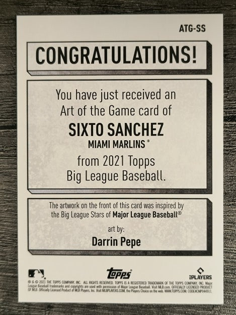 2021 Topps Big League Art of the Game #ATGSS Sixto Sanchez