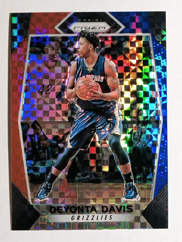 2017-18 Panini Prizm Prizms Red White and Blue #208 Deyonta Davis