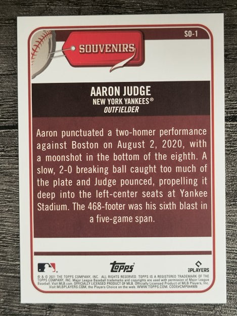 2021 Topps Big League Souveniers #SO1 Aaron Judge