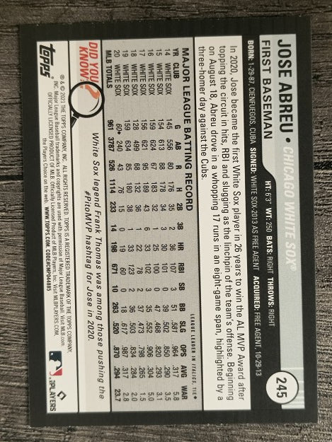 2021 Topps Big League #245 Jose Abreu