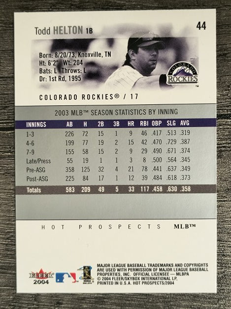 2004 Hot Prospects Draft #44 Todd Helton